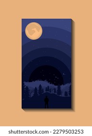 Mountain moon night enjoy alone