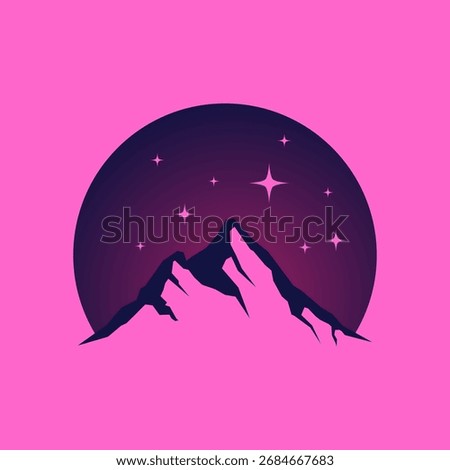 mountain moon night logo star