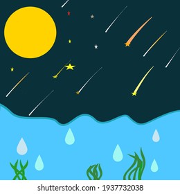 Mountain and moon river vector picture