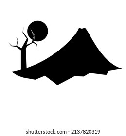 Diseño vectorial de siluetas de montaña y luna