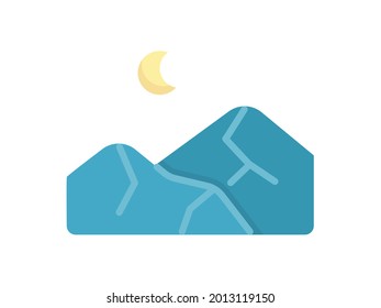 mountain and moon single isolated icon with smooth style