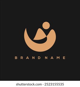 mountain moon sun logo vector