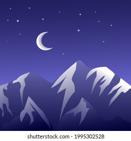 Paisaje de vectores de luna de montaña 