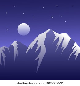 Mountain moon vector illustration landscape 