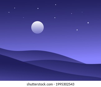 Paisaje de vectores de luna de montaña 