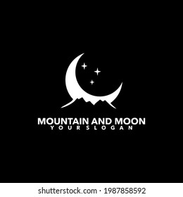 mountain and moon vector logo design