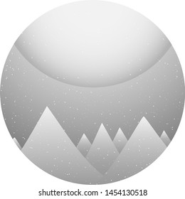 mountain and moon views when snow falls at night