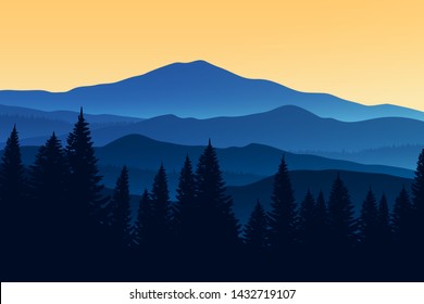 Mountain morning landscape. Beautiful mountains panorama.