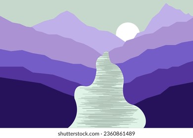 montaña en el fondo de la ilustración del vector matutino