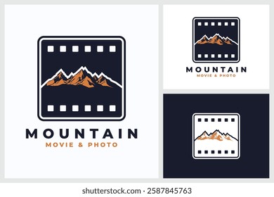 Mountain Movie And Photo icons, Different types of Mountain Movie And Photo. Mountain silhouettes, various peak shapes. Ideal for logos, icons, adventure graphics, digital design, print. Versatile