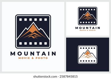 Mountain Movie And Photo icons, Different types of Mountain Movie And Photo. Mountain silhouettes, various peak shapes. Ideal for logos, icons, adventure graphics, digital design, print. Versatile