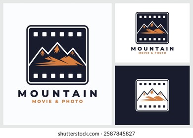 Mountain Movie And Photo icons, Different types of Mountain Movie And Photo. Mountain silhouettes, various peak shapes. Ideal for logos, icons, adventure graphics, digital design, print. Versatile