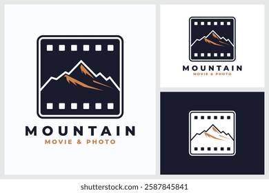 Mountain Movie And Photo icons, Different types of Mountain Movie And Photo. Mountain silhouettes, various peak shapes. Ideal for logos, icons, adventure graphics, digital design, print. Versatile