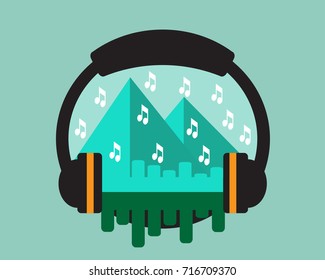 Mountain Music with flat design