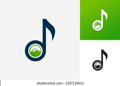 Mountain Music Logo Template Design Vector, Emblem, Design Concept, Creative Symbol, Icon