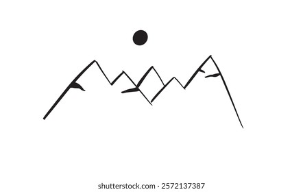 mountain nature art outline drawing hill forest range peak product object adventure abstract mountain sun black color rock line climbing rock art element line graphic label mountain hill engraving 