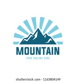 Mountain, nature exploration logos, emblems, silhouettes and design elements. Outdoor activity symbols design template, vector illustration.