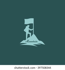Mountain, nature exploration vintage logos, emblems, silhouettes and design elements. Outdoor activity in wilderness symbols design template, vector illustration.