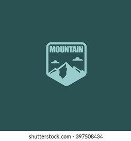 Mountain, nature exploration vintage logos, emblems, silhouettes and design elements. Outdoor activity in wilderness symbols design template, vector illustration.