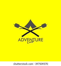 Mountain, nature exploration vintage logos, emblems, silhouettes and design elements. Outdoor activity in wilderness symbols design template, vector illustration.