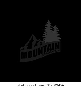 Mountain, nature exploration vintage logos, emblems, silhouettes and design elements. Outdoor activity in wilderness symbols design template, vector illustration.