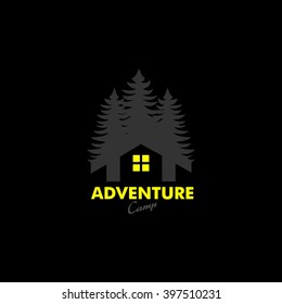 Mountain, nature exploration vintage logos, emblems, silhouettes and design elements. Outdoor activity in wilderness symbols design template, vector illustration.