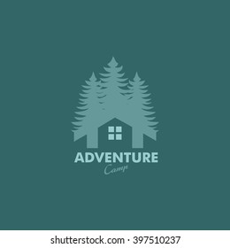 Mountain, nature exploration vintage logos, emblems, silhouettes and design elements. Outdoor activity in wilderness symbols design template, vector illustration.