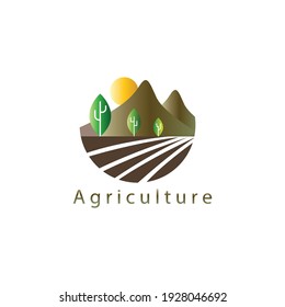 Mountain nature farm logo design vector illustration