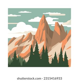 mountain nature forest landscape, isolated