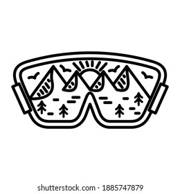 mountain nature glasses monoline design