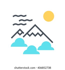 Mountain, nature icon suitable for info graphics, websites and print media and  interfaces. Line vector icon.