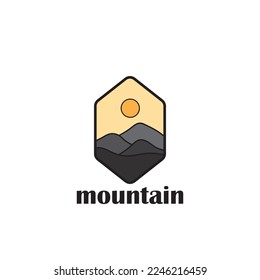 Diseño de ilustraciones de montaña y naturaleza, adecuado para temas de aventura.