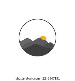 Diseño de ilustraciones de montaña y naturaleza, adecuado para temas de aventura.
