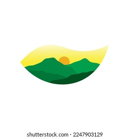 Mountain and nature illustration design, suitable for adventure themes.