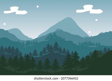 Mountain Nature Landscape With Clouds 