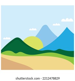 Mountain Nature Landscape design Template Illustration