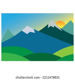 Mountain Nature Landscape design Template Illustration