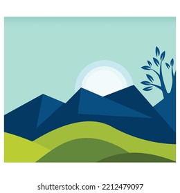 Mountain Nature Landscape design Template Illustration
