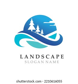 Mountain Nature Landscape Logo design Template Illustration