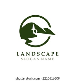 Mountain Nature Landscape Logo design Template Illustration