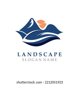 Mountain Nature Landscape Logo design Template Illustration