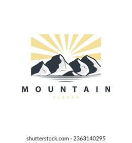 Mountain Nature Landscape Logo Simple Minimalist Design, Vector Illustration Symbol Template