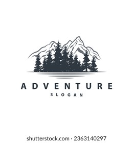Mountain Nature Landscape Logo Simple Minimalist Design, Vector Illustration Symbol Template