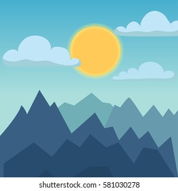 Mountain nature landscape vector illustration.