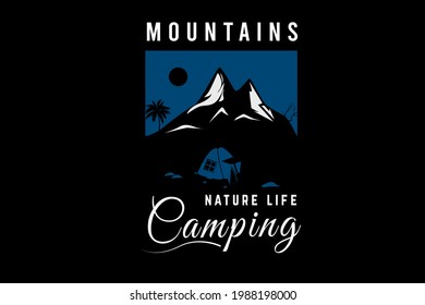 mountain nature life camping color blue and white