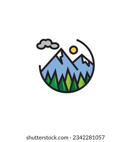 mountain nature logo abstract illustration circle vector design