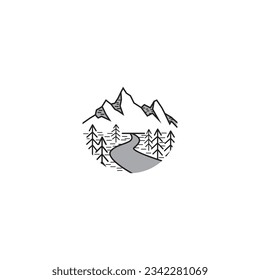 mountain nature logo abstract illustration circle vector design