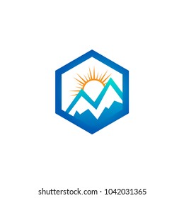 Mountain nature logo design template