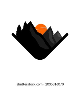 Plantilla de diseño del logotipo de la naturaleza de montaña.