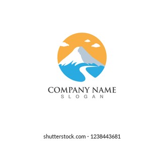 Mountain nature logo template vector